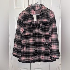 Flannel Shacket pink/black